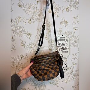 Gold Blush Checkered Brown and Black Women's Bag